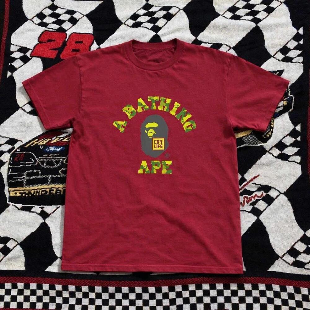 Red And Yellow Bape Cotton Streetwear Tee